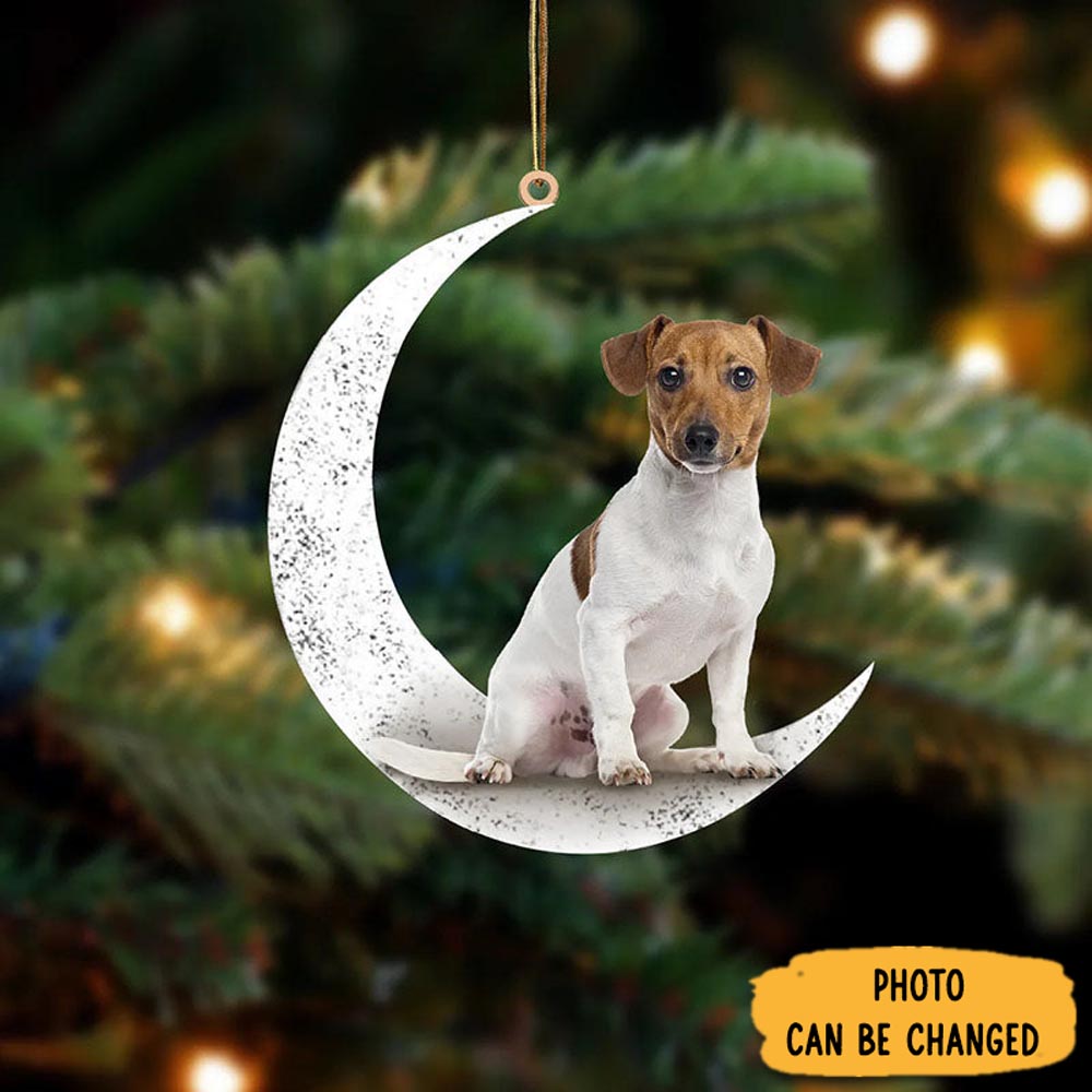 Personalized Jack Russell Terrier Sit On The Moon Ornament Warm Ornament Gift For Family