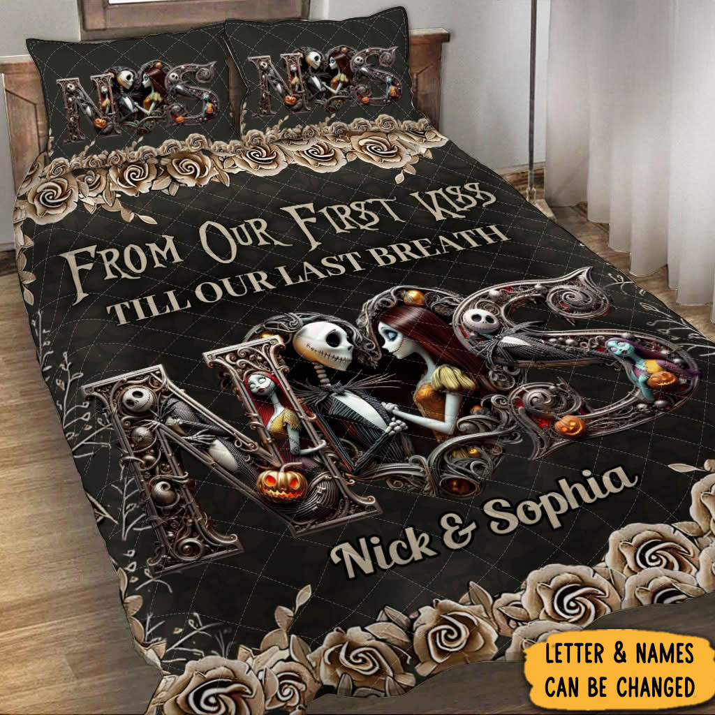 Personalized Jack Sally Nightmare Before Christmas Quilt Bedding Set Till Death Do Us Part