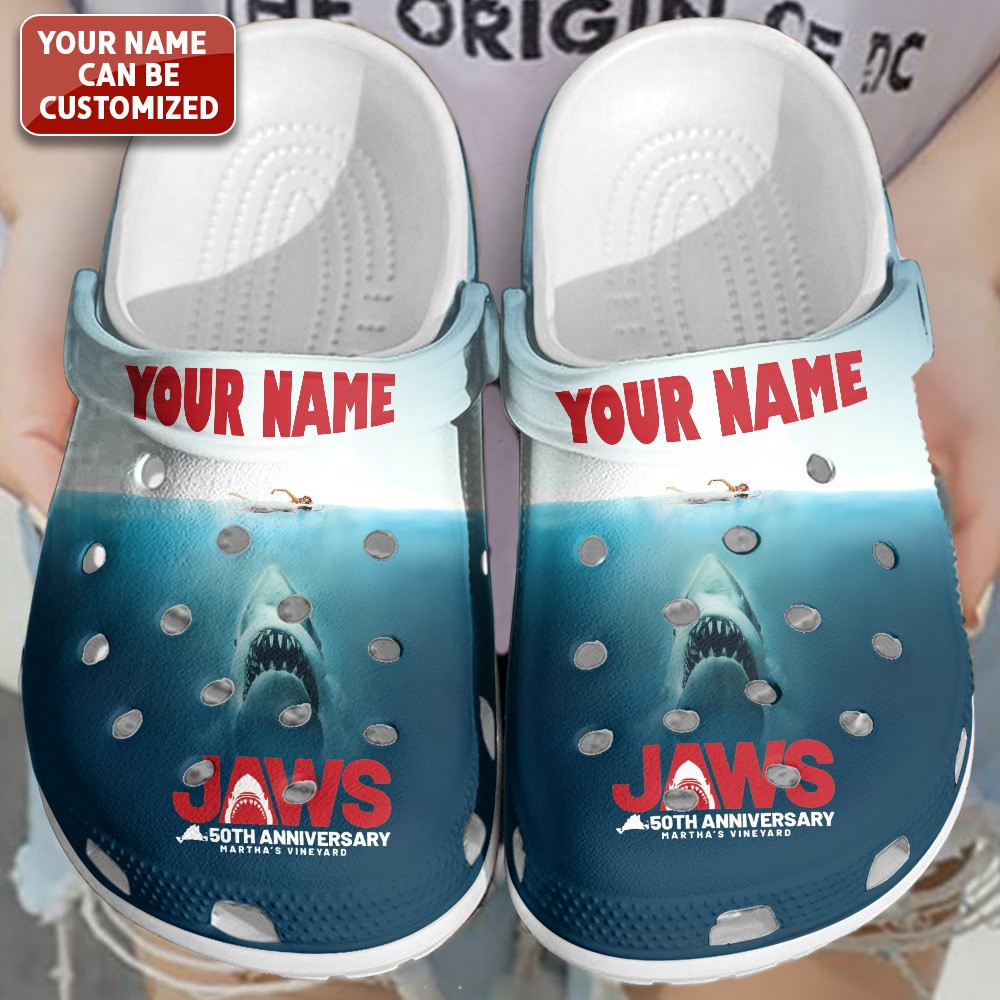 Personalized Jaws 50th Anniversary Clogs Best Gift For A Movie Fan Lovers