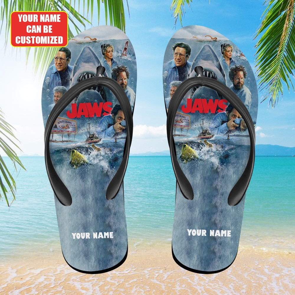 Personalized Jaws 50th Anniversary Movie Flip Flop Gifts For Movie Fan