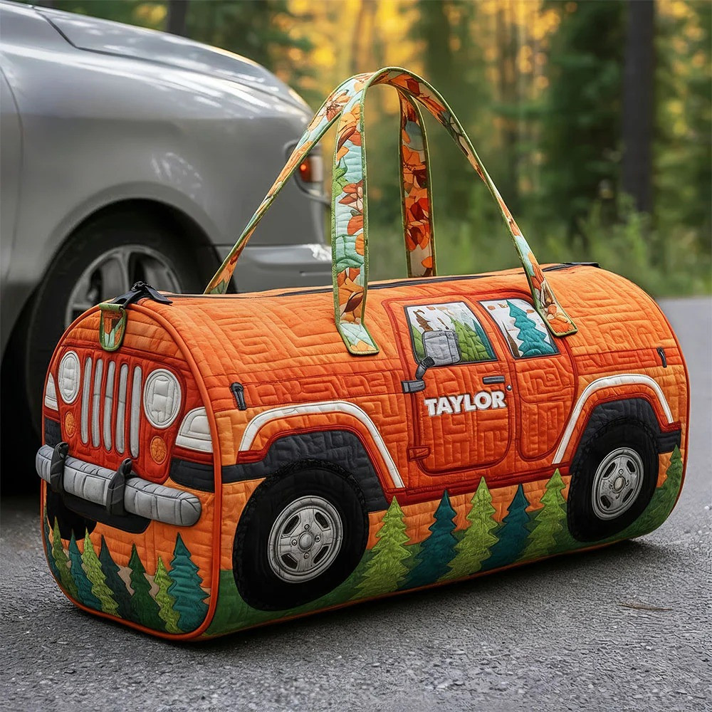 Personalized Jeep Wrangler Quilted Duffle Bag Off Road Forest Adventure Best Gift For Jeep Lovers