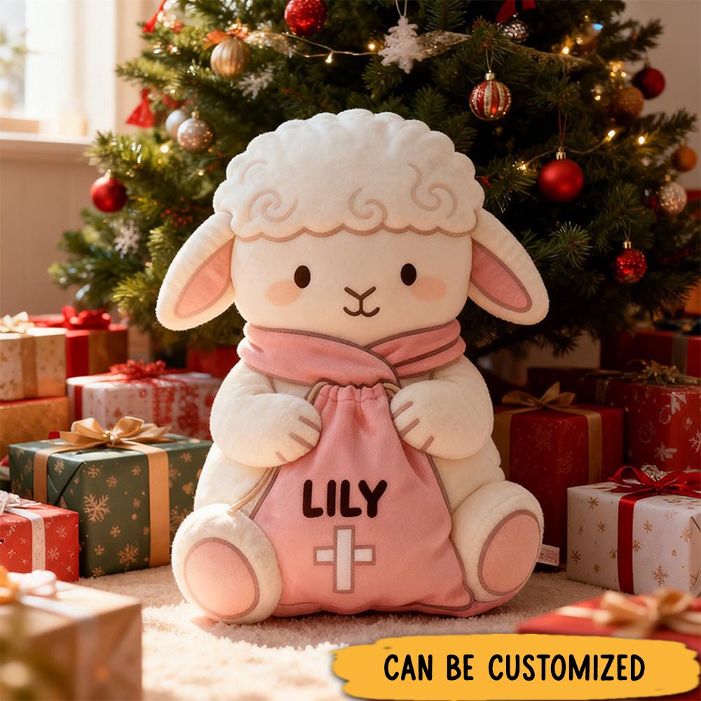 Personalized Jesus Loves me Little Lamb Graphic 3D Print Pillow with Name Home Decor Christian Pillow Religious Gift Faith Pillow for Girls