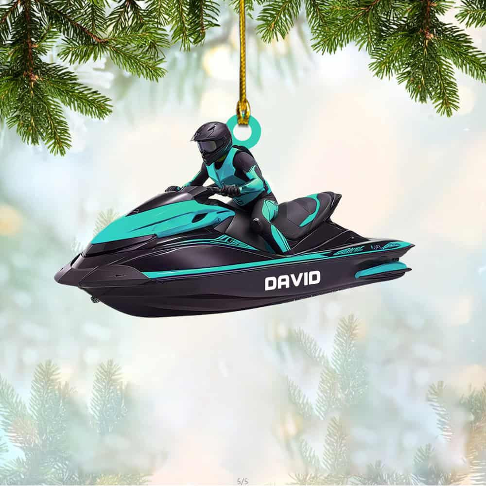Personalized Jet Boat Ski Christmas Ornament
