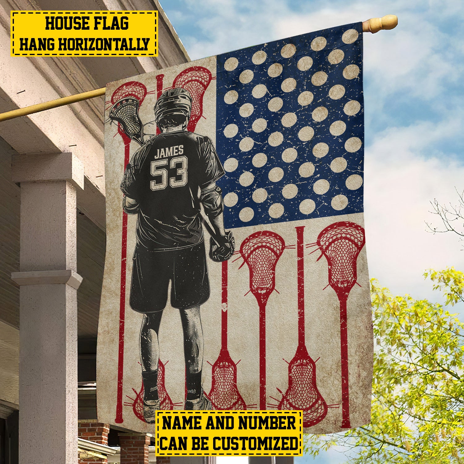 Personalized July 4th Lacrosse Boy Flag Sport Themed Design Gift For Lacrosse Lovers