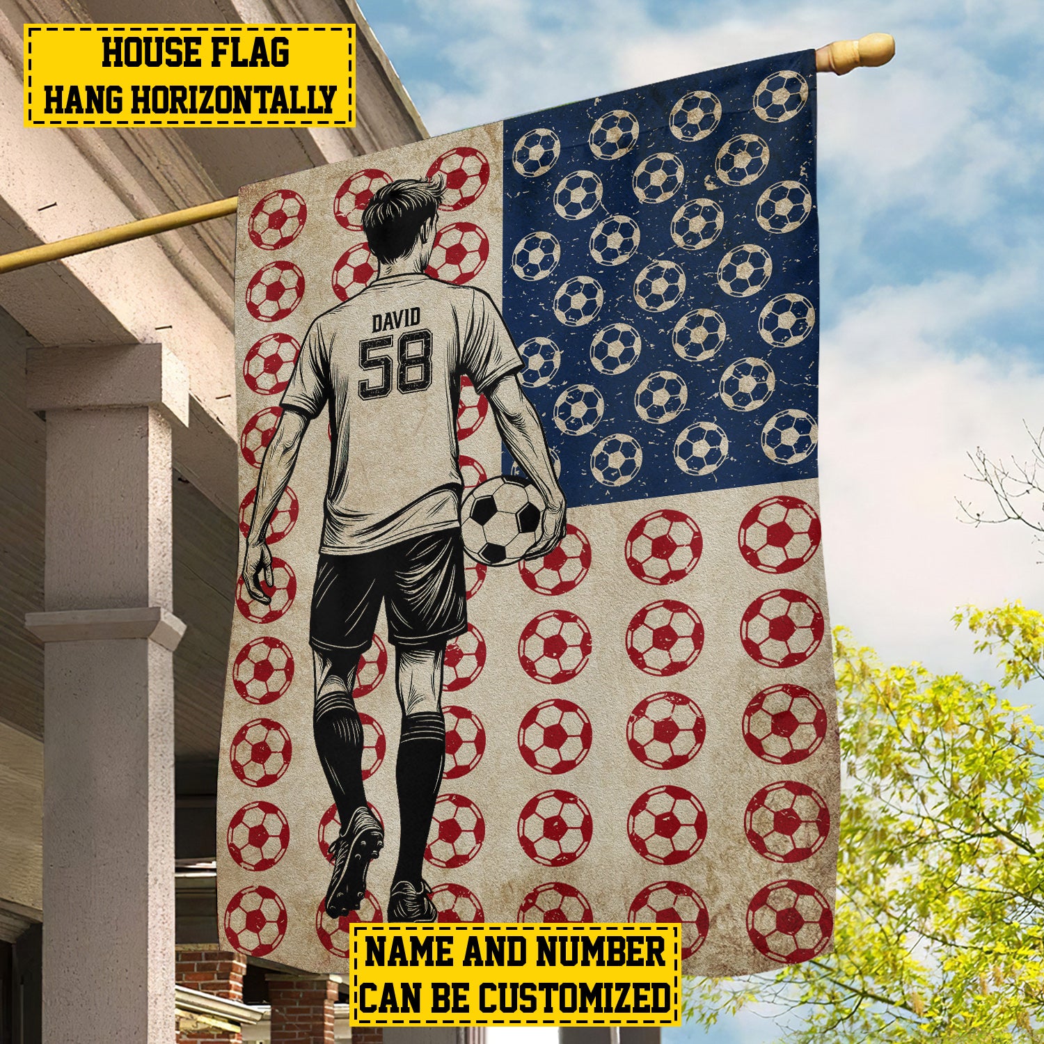 Personalized July 4th Soccer Man American Garden Flag Independence Day Patriotic Soccer Soccer Fan Gift