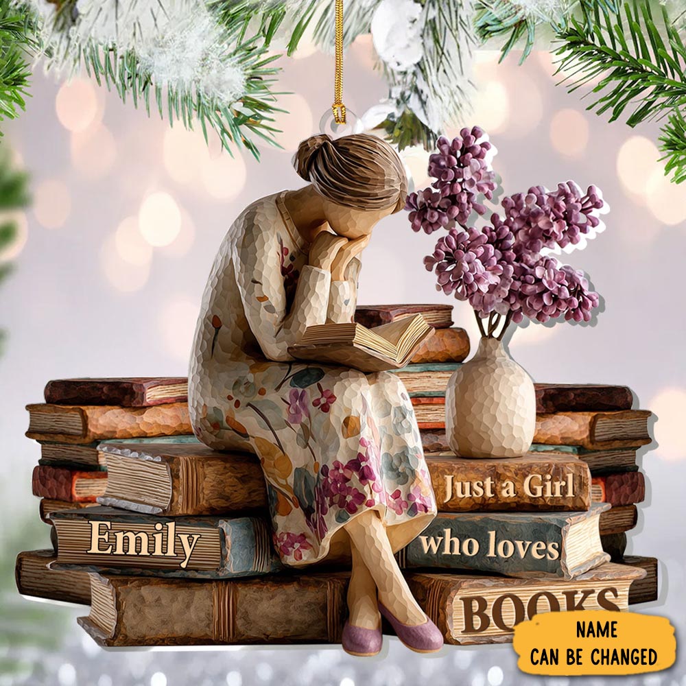 Personalized Just A Girl Who Loves Book Christmas Ornament Book Owner Xmas Gifts
