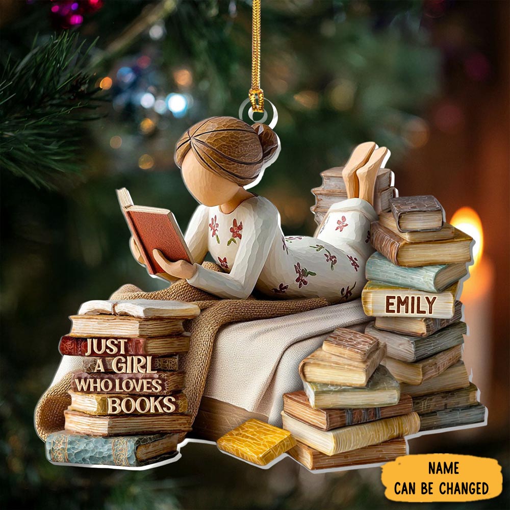 Personalized Just A Girl Who Loves Book Christmas Ornament Cool Gifts For Readers