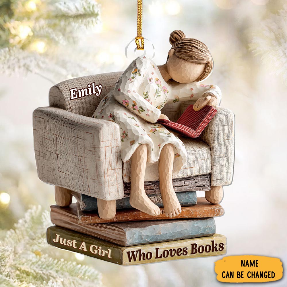 Personalized Just A Girl Who Loves Book Christmas Ornament Secret Santa Gifts