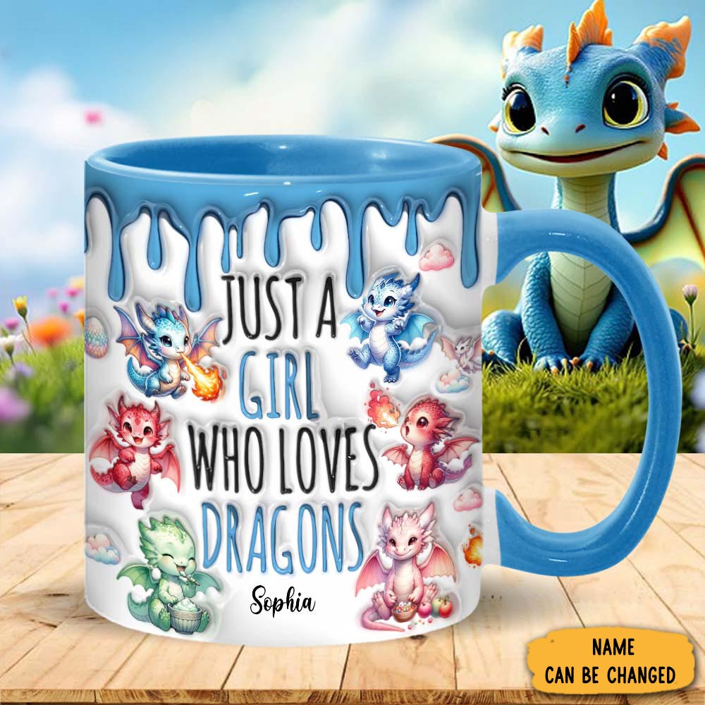 Personalized Just A Girl Who Loves Dragons Animal Design Lovely Mug Gifts For Dragon Lovers