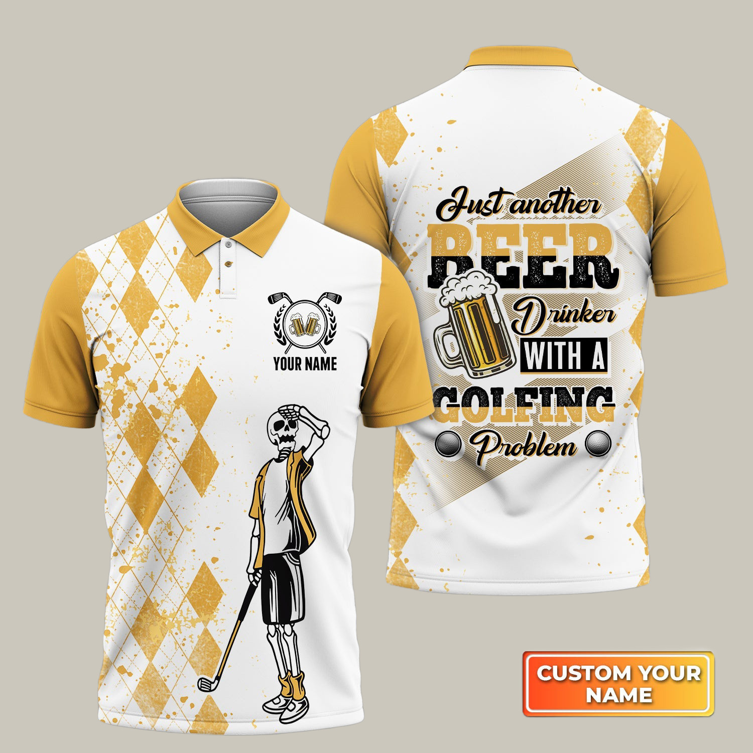 Personalized Just Another Beer Drinker Golf Polo Shirt Best Golf Clothing Present For Dad