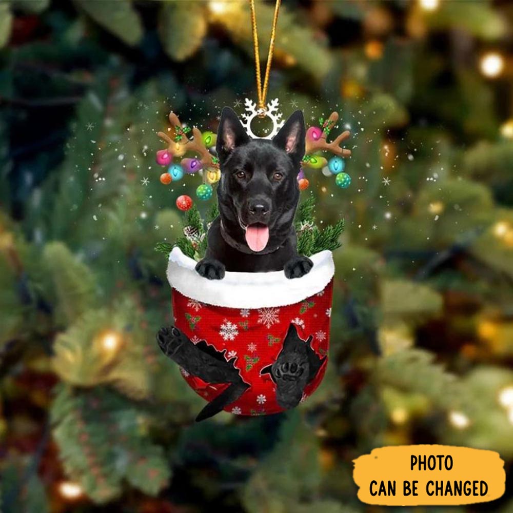 Personalized Karelian Bear Dog In Snow Pocket Christmas Ornament Joyful Home Ornament Decor
