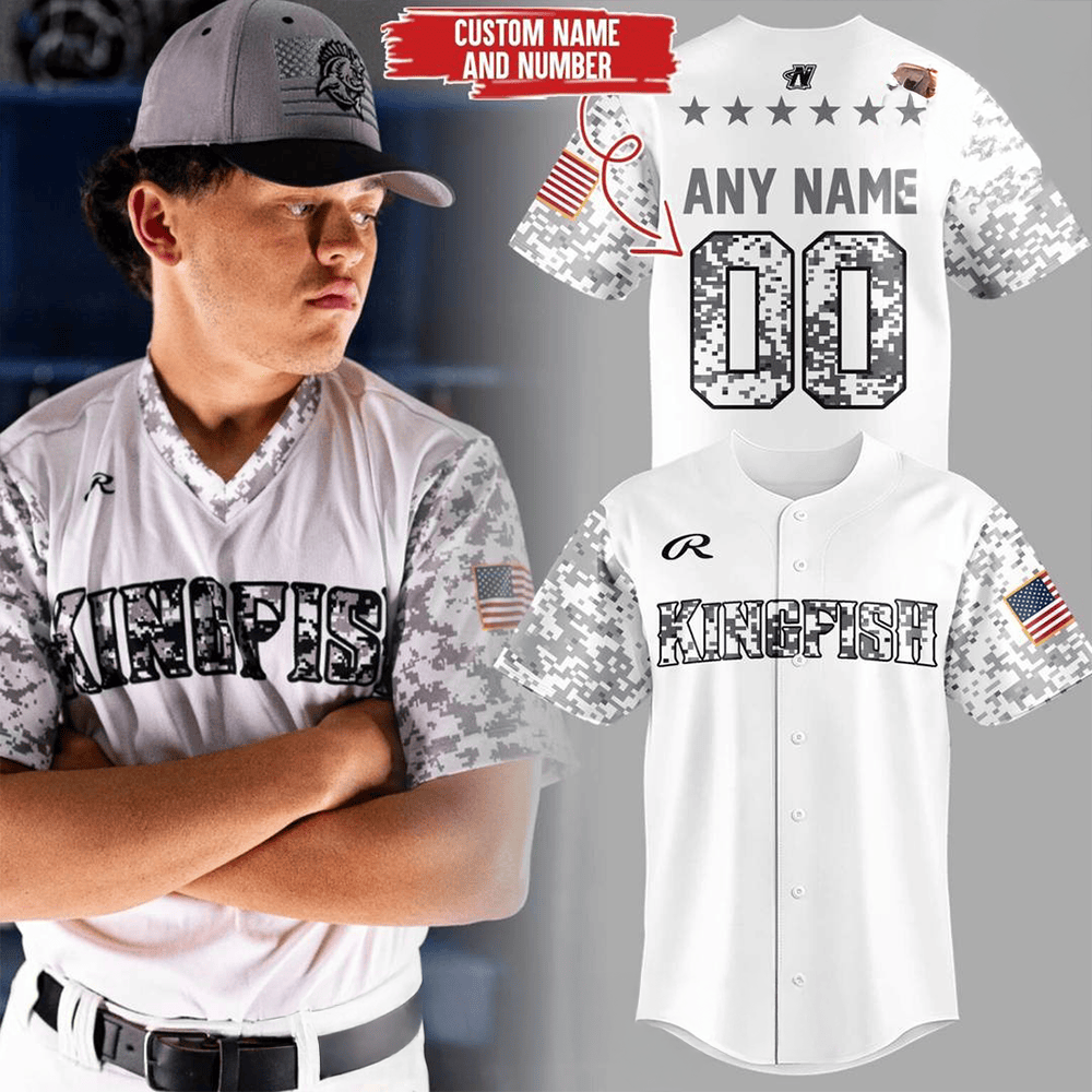 Personalized Kenosha Kingfish Military Appreciation White Camo Baseball Jersey Camouflage Shirt For Sport Fans