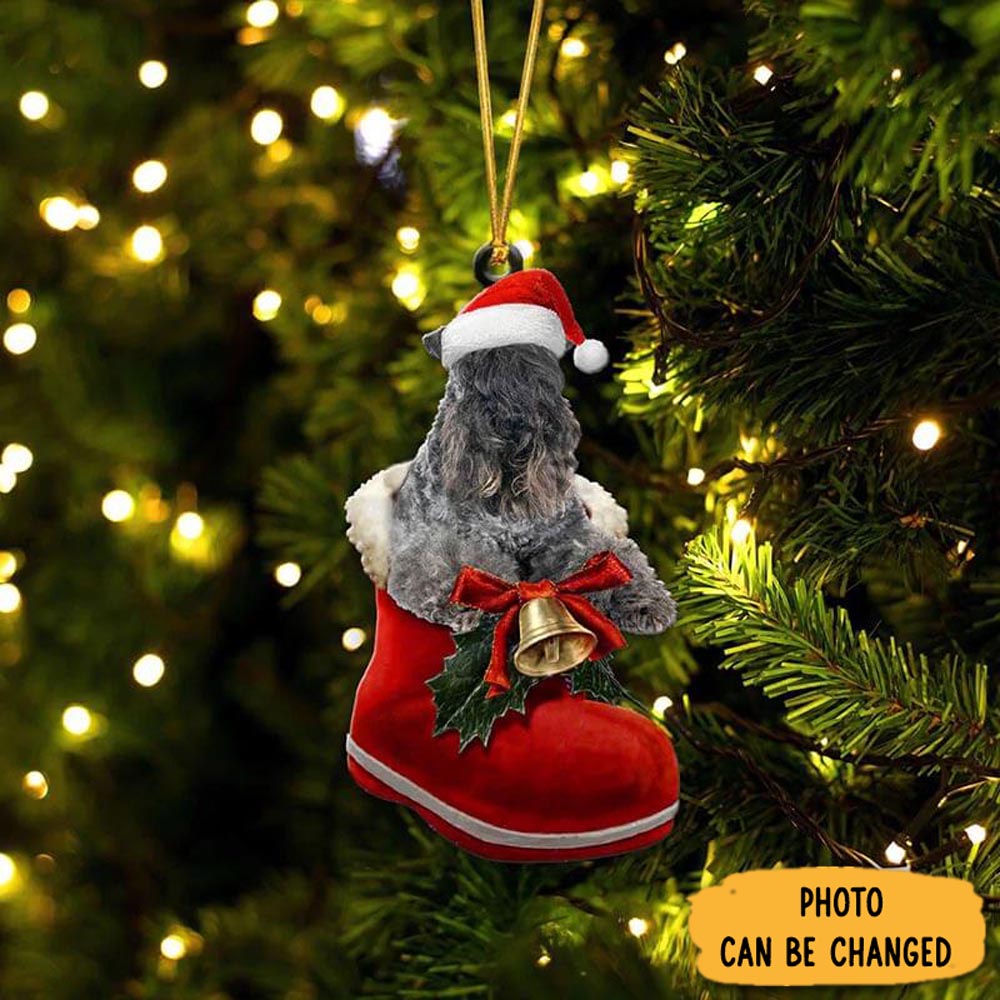 Personalized Kerry Blue Terriers In Santa Boot Christmas Hanging Ornament Elegant Tree Ornament Decoration