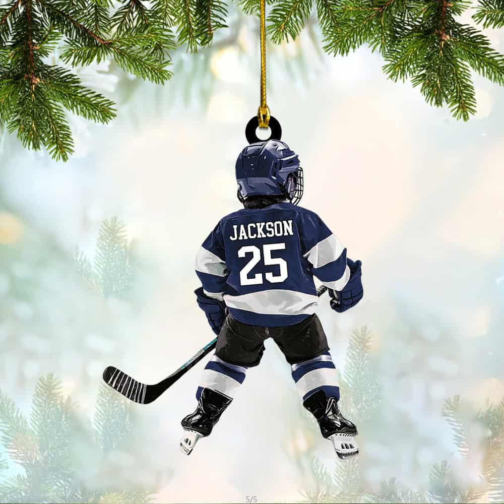 Personalized Kid Hockey Player Christmas Ornament Gift For Hockey Lover