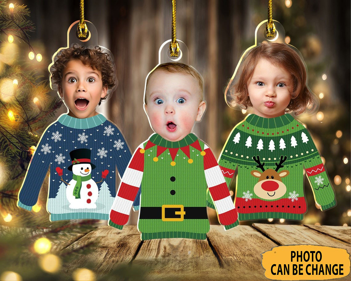 Personalized Kid's Face Christmas Ornament Shape Custom Photo Ornament Gift For Grandparents