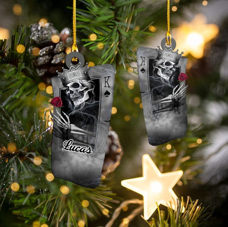 Personalized King & Queen Skull Card Custom Shapes Ornament Acrylic for Him