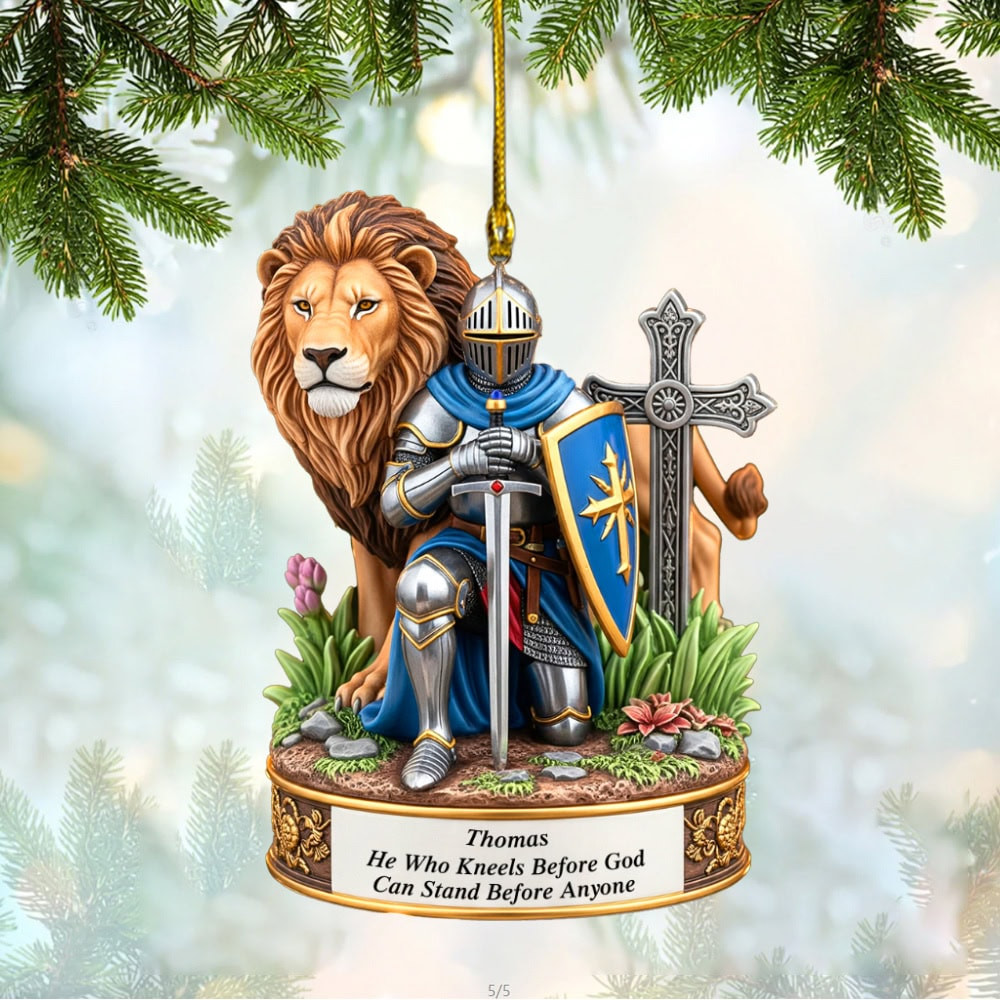 Personalized Kneeing Knight Acrylic Custom Shape Ornament Gift For Christmas