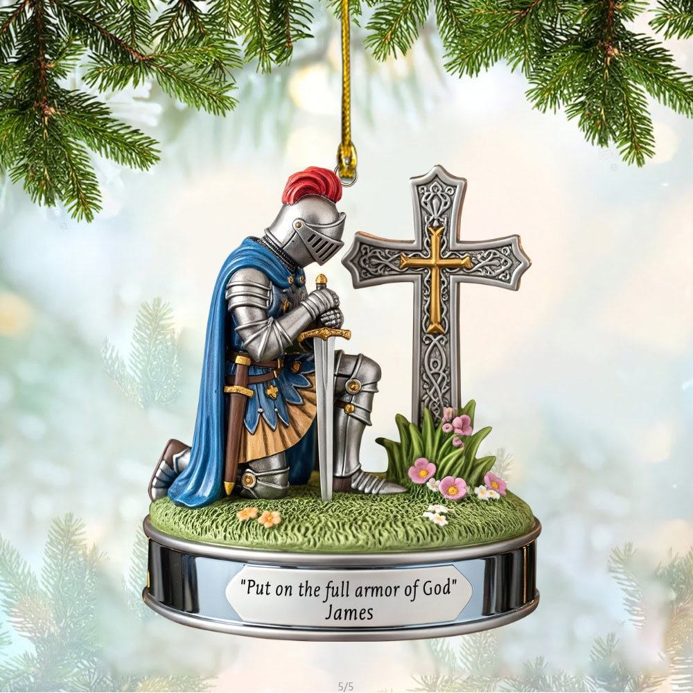 Personalized Kneeing Knight Custom Shape Acrylic Ornament Gift For Christian