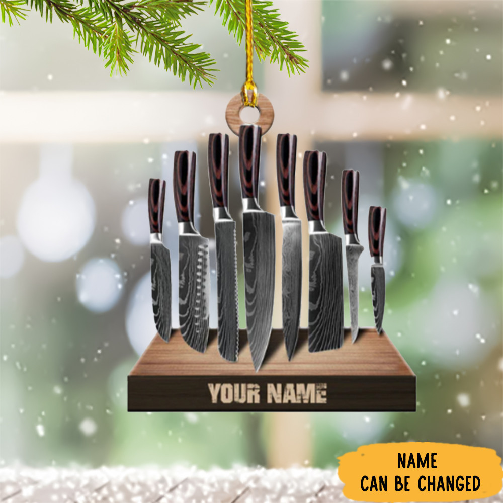Personalized Knife Chef Christmas Ornament Hanging Tree Christmas Presents For Chefs 2024