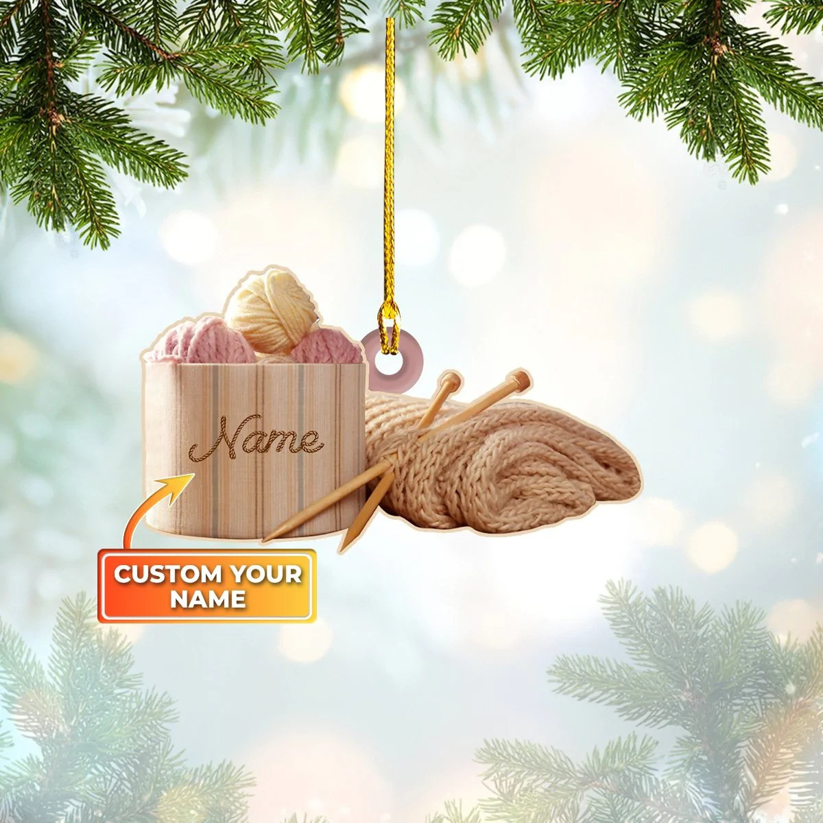 Personalized Knitting Ornament Knitted Xmas Ornaments Gifts For Knitters