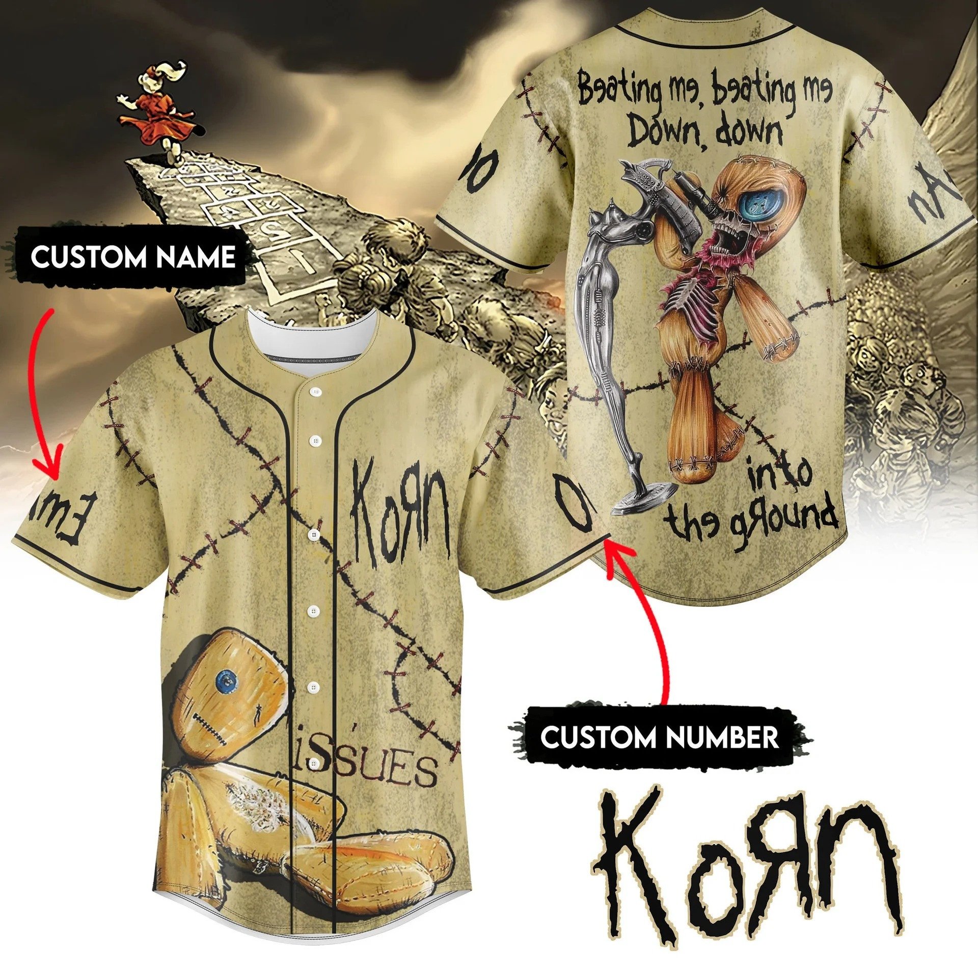 Personalized Korn Into The Ground Baseball Jersey Music Gift Ideas For Guys