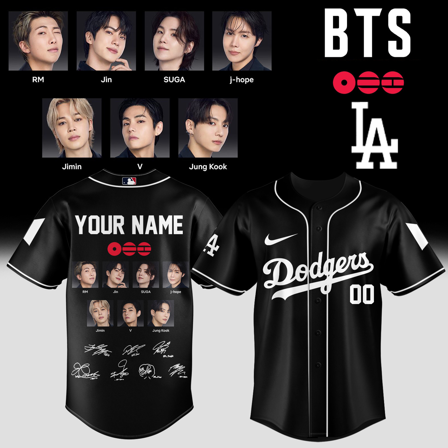Personalized LA Dodgers x BTS World Tour 2026 Jersey 2026 MLB Playoffs Merch Gift For Boyfriend