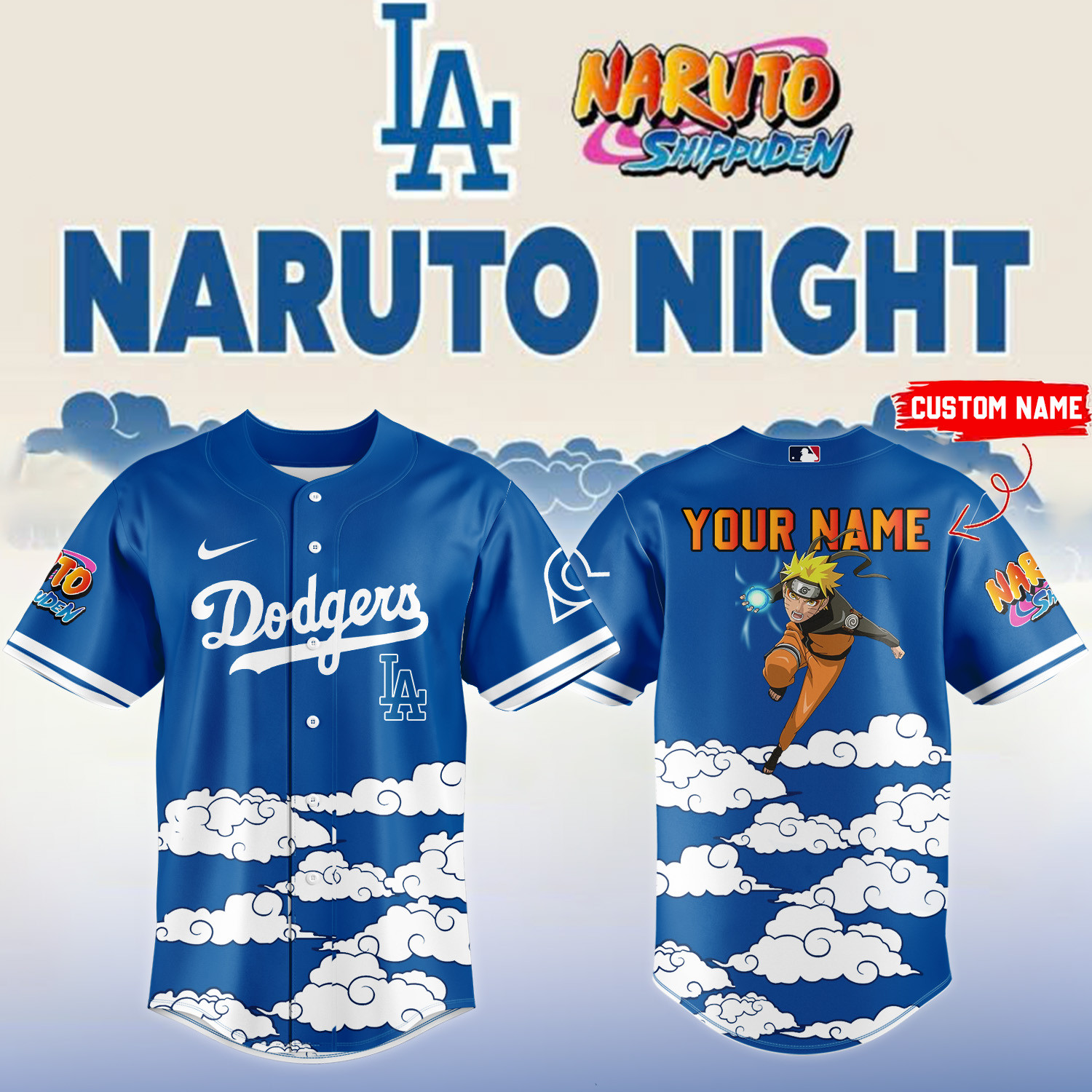 Personalized LA Dodgers x Naruto Minato Baseball Jersey 2026 MLB Playoffs Merch Fans Gear