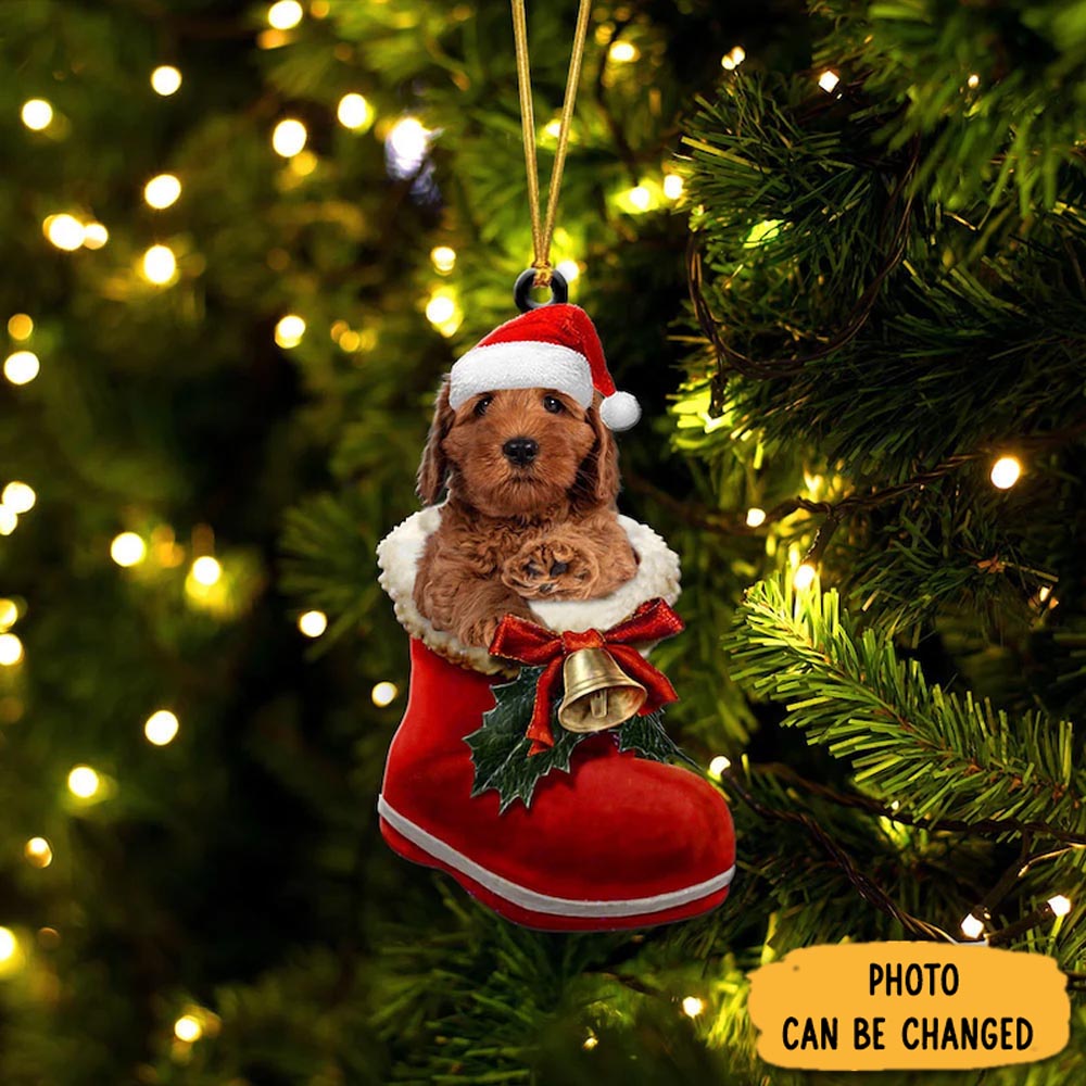 Personalized Labradoodle In Santa Boot Christmas Hanging Ornament Timeless Ornament For Holiday Memories