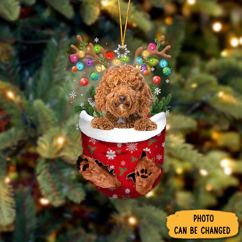 Personalized Labradoodle In Snow Pocket Christmas Ornament Perfect Christmas Ornament Gift