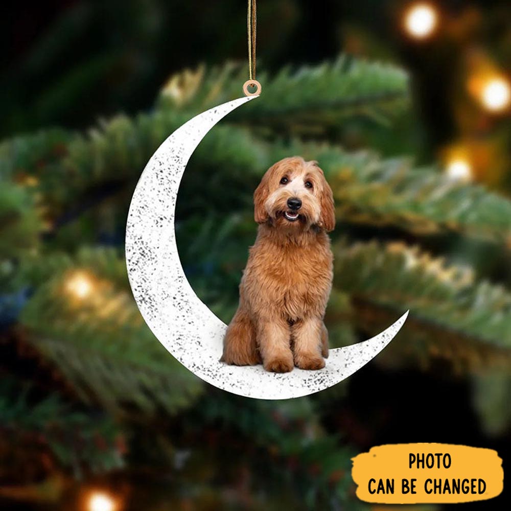 Personalized Labradoodle Sit On The Moon Ornament Thoughtful Valentine Ornament Gift