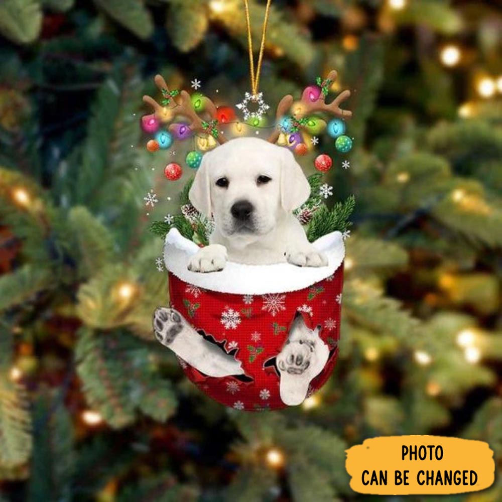 Personalized Labrador In Snow Pocket Christmas Ornament Meaningful Birthday Ornament Gift