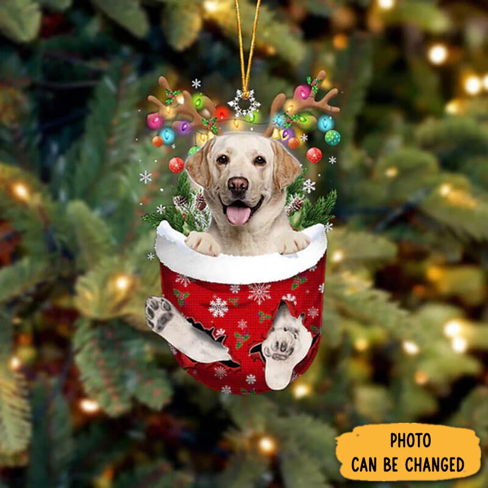 Personalized Labrador In Snow Pocket Christmas Ornament Special Father's Day Ornament Gift