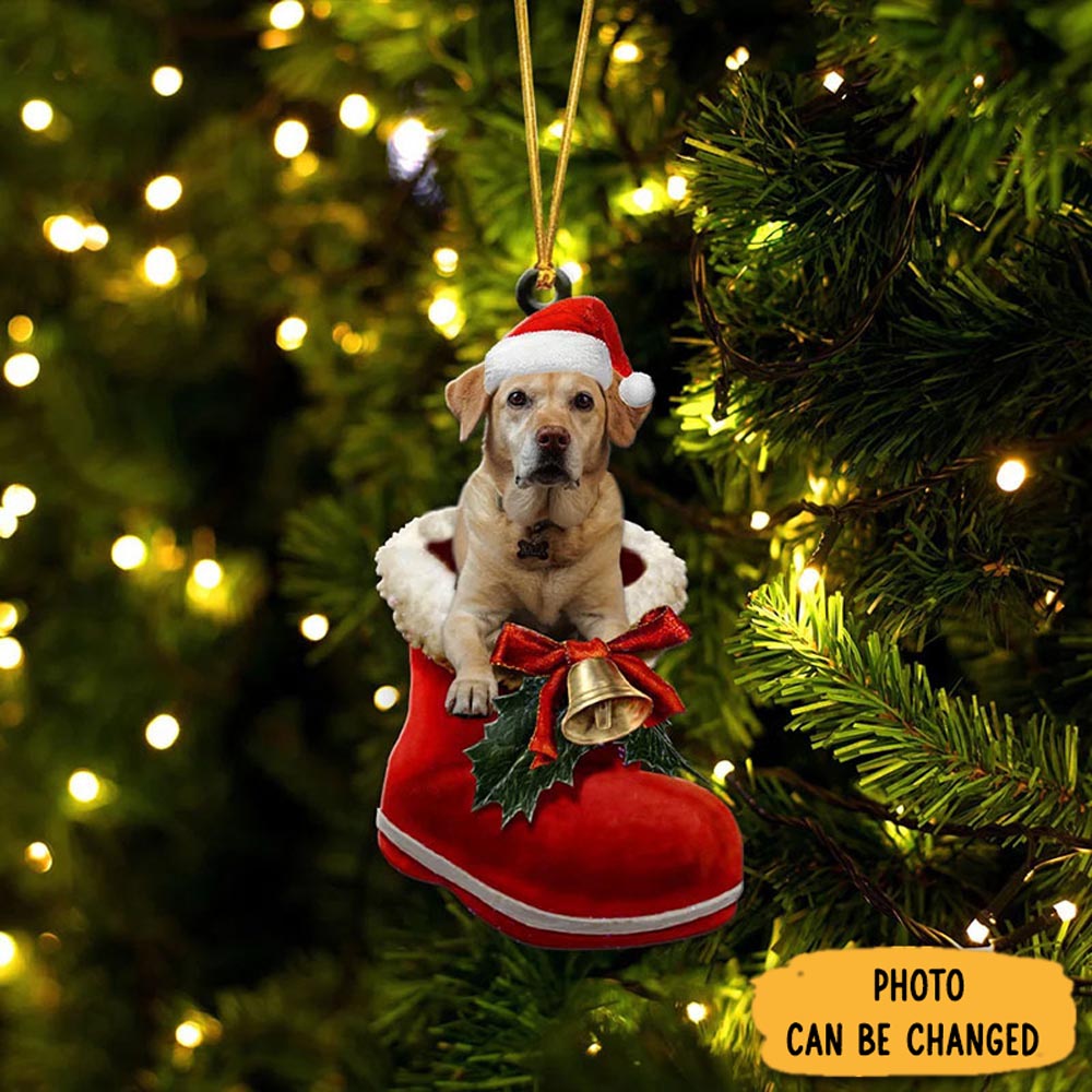 Personalized Labrador Retriever Yellow In Santa Boot Christmas Hanging Ornament Charming Christmas Ornament Gift Idea