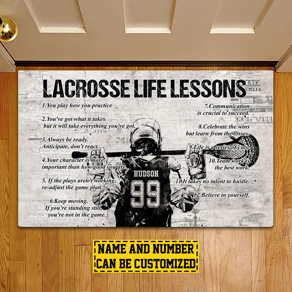 Personalized Lacrosse Doormat Lacrosse Life Lessons Motivational Quotes Doormat For Home Decor Housewarming Gift Welcome Mat Gift For Lacrosse Lovers