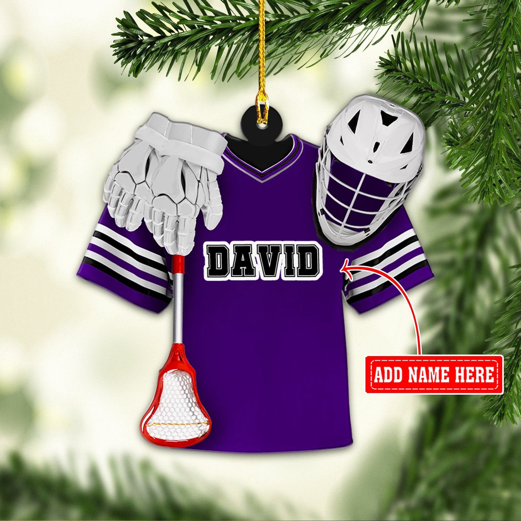 Personalized Lacrosse Uniform And Helmet Multi Color Christmas Acrylic Ornaments 2D Flat Ornament