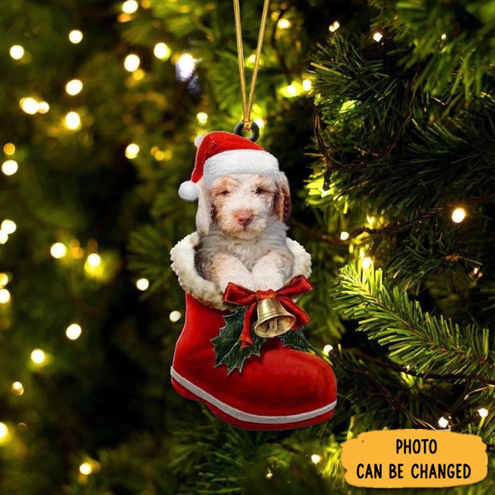 Personalized Lagotti Romagnoli In Santa Boot Christmas Hanging Ornament Heartwarming Family Ornament Keepsake