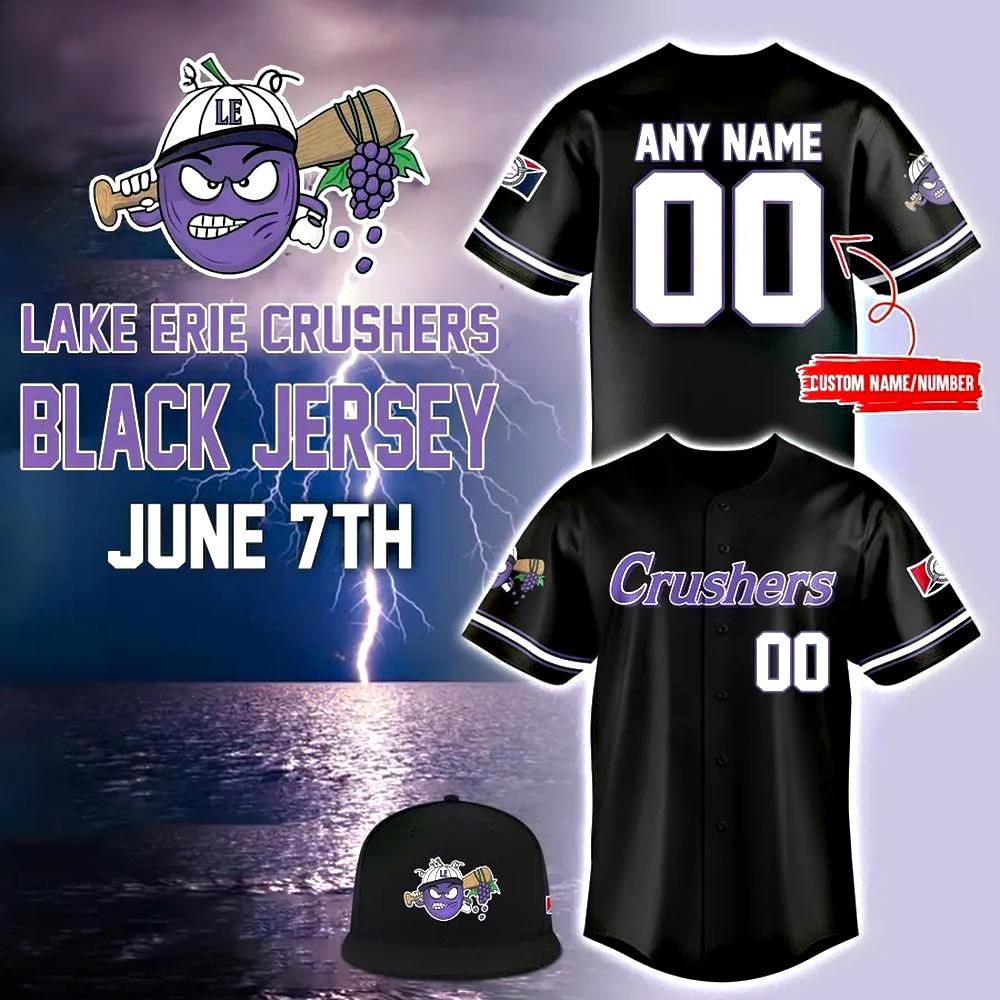 Personalized Lake Erie Crushers Black Baseball Jersey Gifts For Baseball Lovers