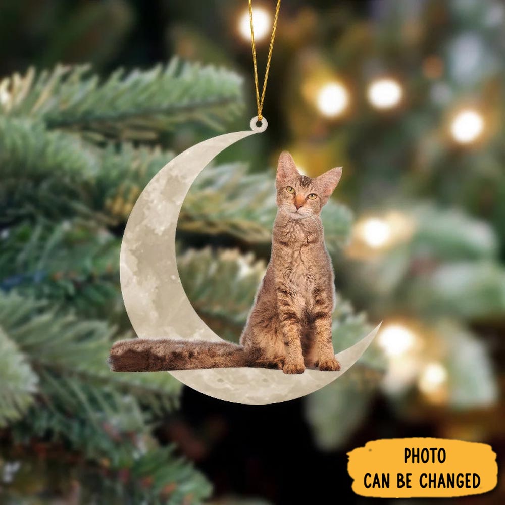 Personalized Laperm Cat Sits On The Moon Hanging Ornament Elegant Tree Ornament Decoration