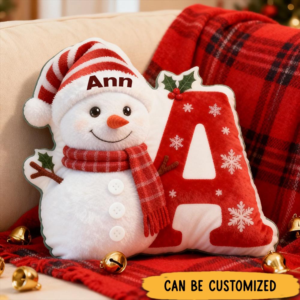 Personalized Letter Graphic 3D Print Pillow Christmas Gift with Custom Name Design for Daughter Son Family