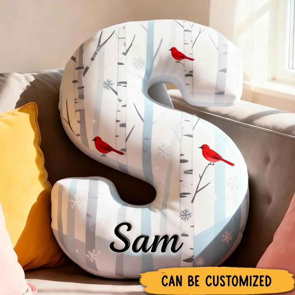 Personalized Letter Pillow Cardinal Letter Graphic 3D Print Custom Name Design Pillow for Family Gift