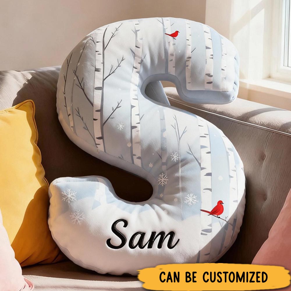 Personalized Letter Pillow Cardinal Letter Graphic 3D Print Custom Name Design Pillow for Family Memorial Gift