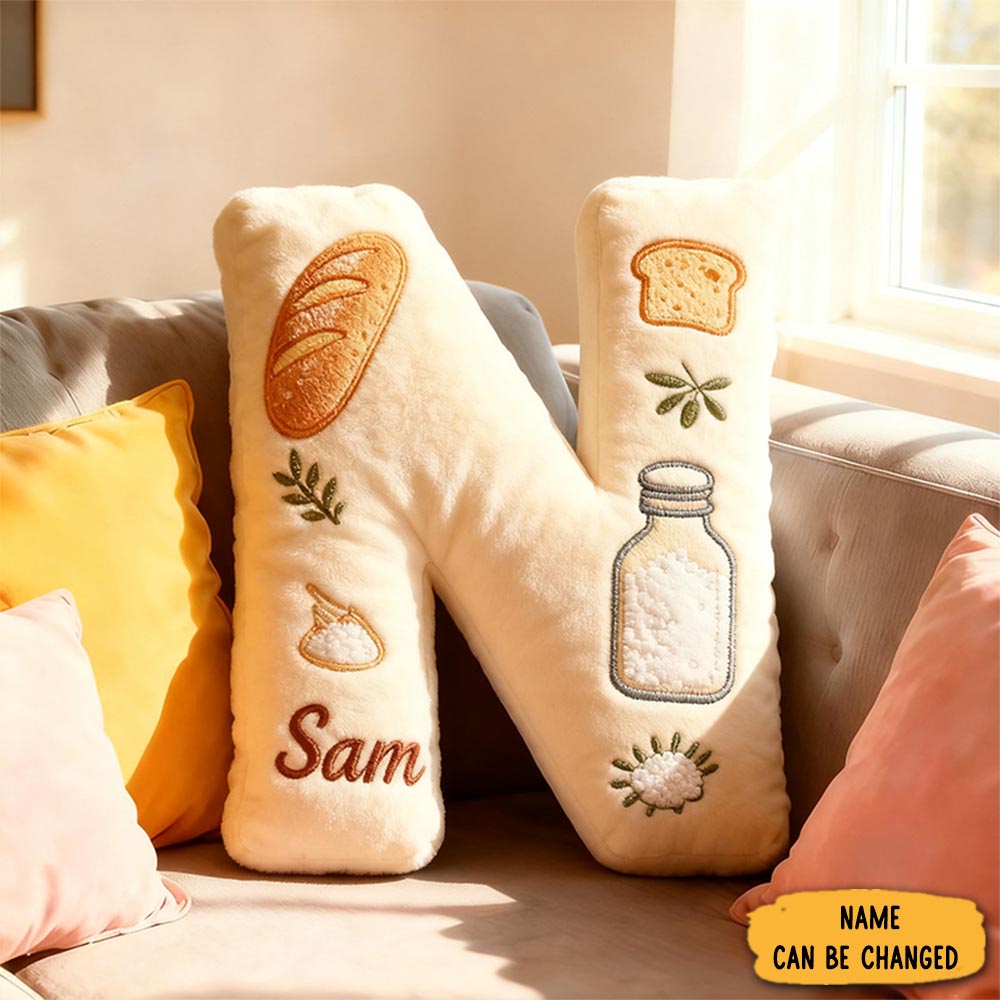 Personalized Letter Pillow Custom Name Bread And Salt Design Cozy Letter Cushion Graphic 3d Print
