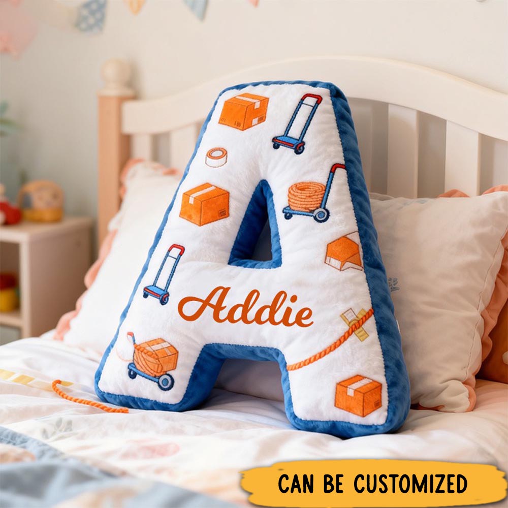 Personalized Letter Pillow Custom Name Design Soft Decorative Cushion for Kids Room Playful Moving Day Theme Unique Gift for Children Graphic 3D Print