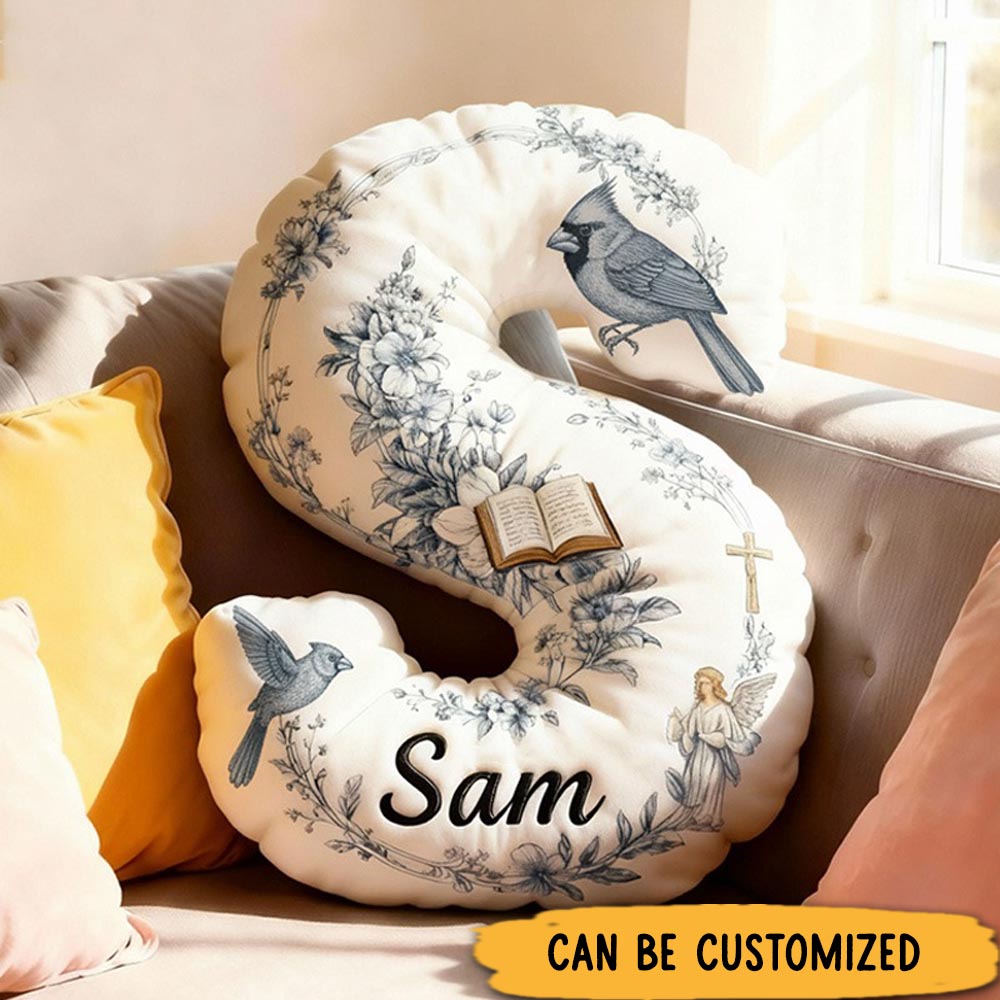 Personalized Letter Pillow Graphic 3D Print Cardinal Double Sided Pillow Custom Name Design Pillow for Family Memorial Gift