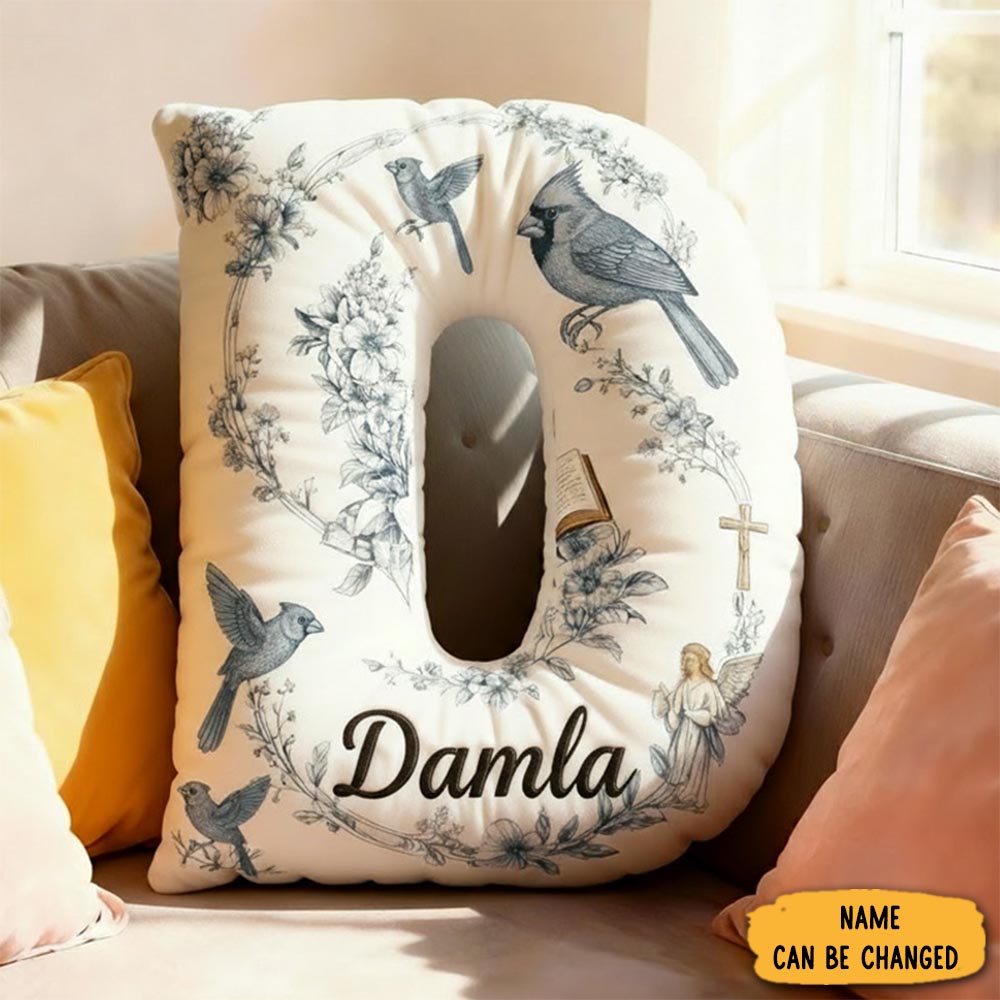 Personalized Letter Pillow Graphic 3d Print Cardinal Double Sided Pillow Custom Name Design Pillow For Family Memorial Gift