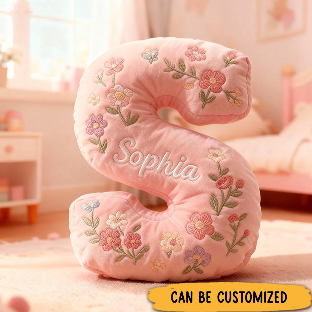 Personalized Letter Pillow Graphic 3D Print Cute Flower Custom Name Pillow Gift for Kids