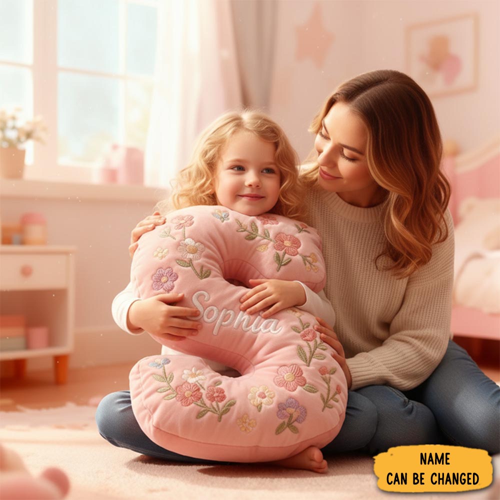 Personalized Letter Pillow Graphic 3d Print Cute Flower Custom Name Pillow Gift For Kids