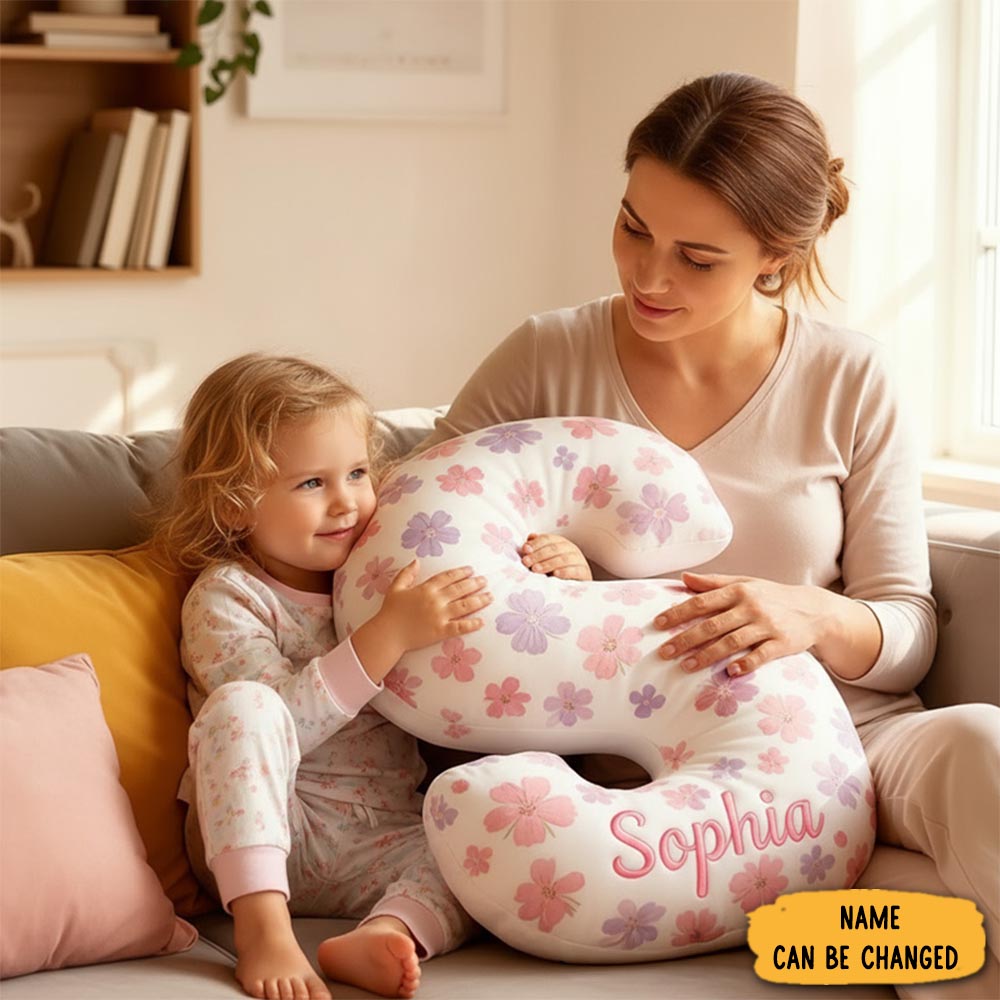 Personalized Letter Pillow Graphic 3d Print Cute Flower Custom Name Pillow Gift For Kids Gardening Lovers Gift