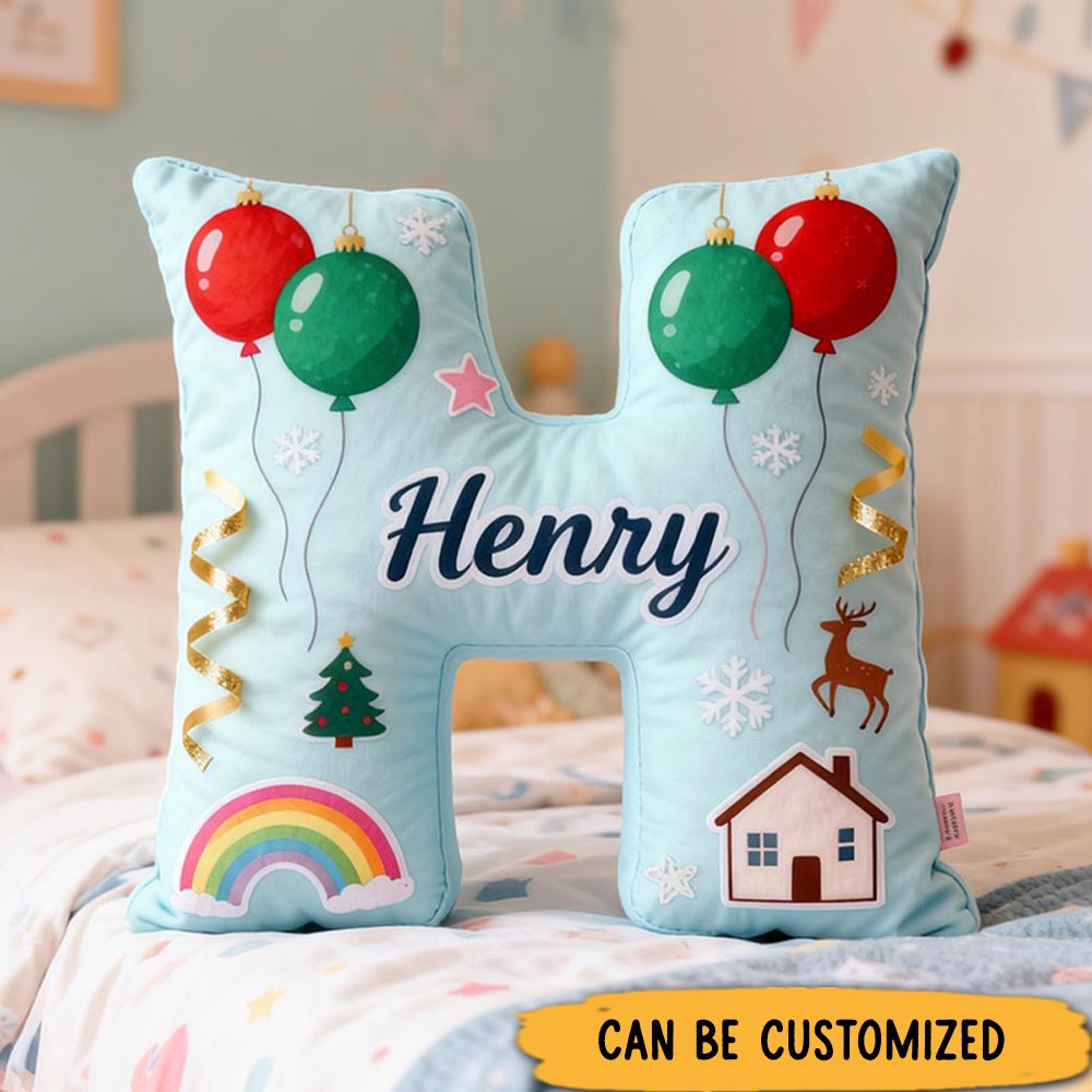 Personalized Letter Pillow Graphic 3D Print Festive Decorative Cushion for Kids Room Custom Name Design Cozy Gift for Christmas Holiday Gifts