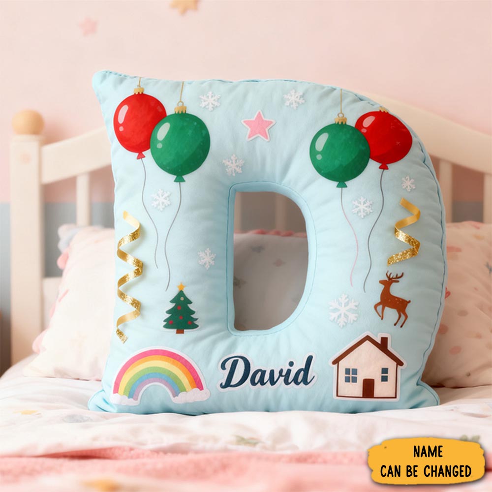 Personalized Letter Pillow Graphic 3d Print Festive Decorative Cushion For Kids Room Custom Name Design Cozy Gift For Christmas Holiday Gifts